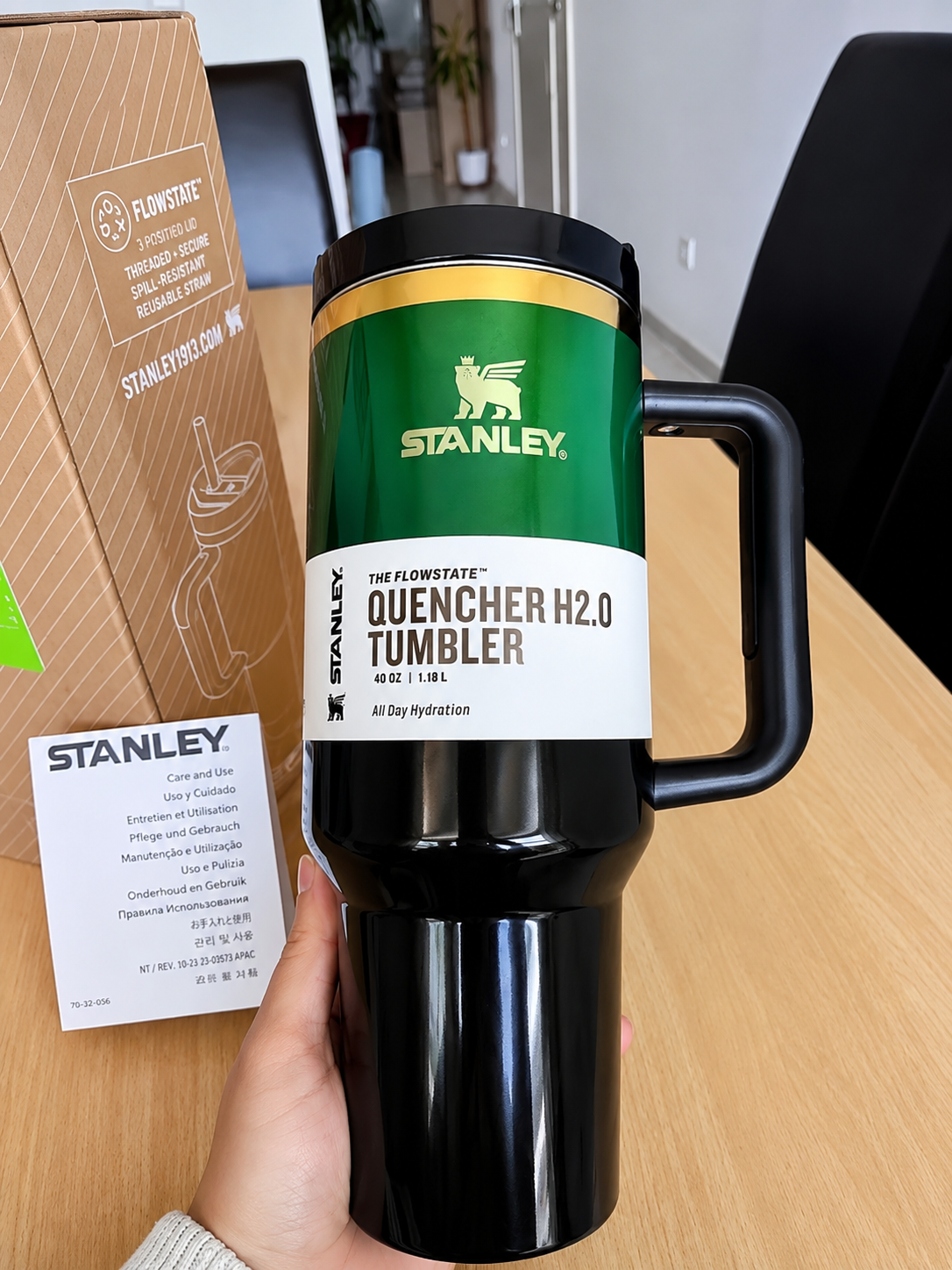 Stanley Quencher H2.0 40oz Black FlowState Insulated Tumbler with Handle & Straw