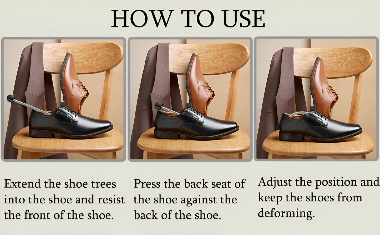 Shoe Tree Set – Adjustable Shoe Shaper & Stretcher for Men's Footwear Care
