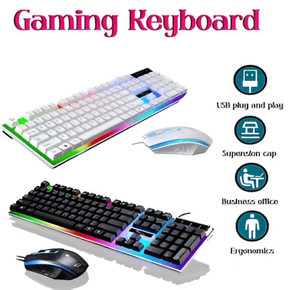 Gaming Keyboard and Mouse Set – USB Wired RGB LED Combo for PC, Laptop & Consoles