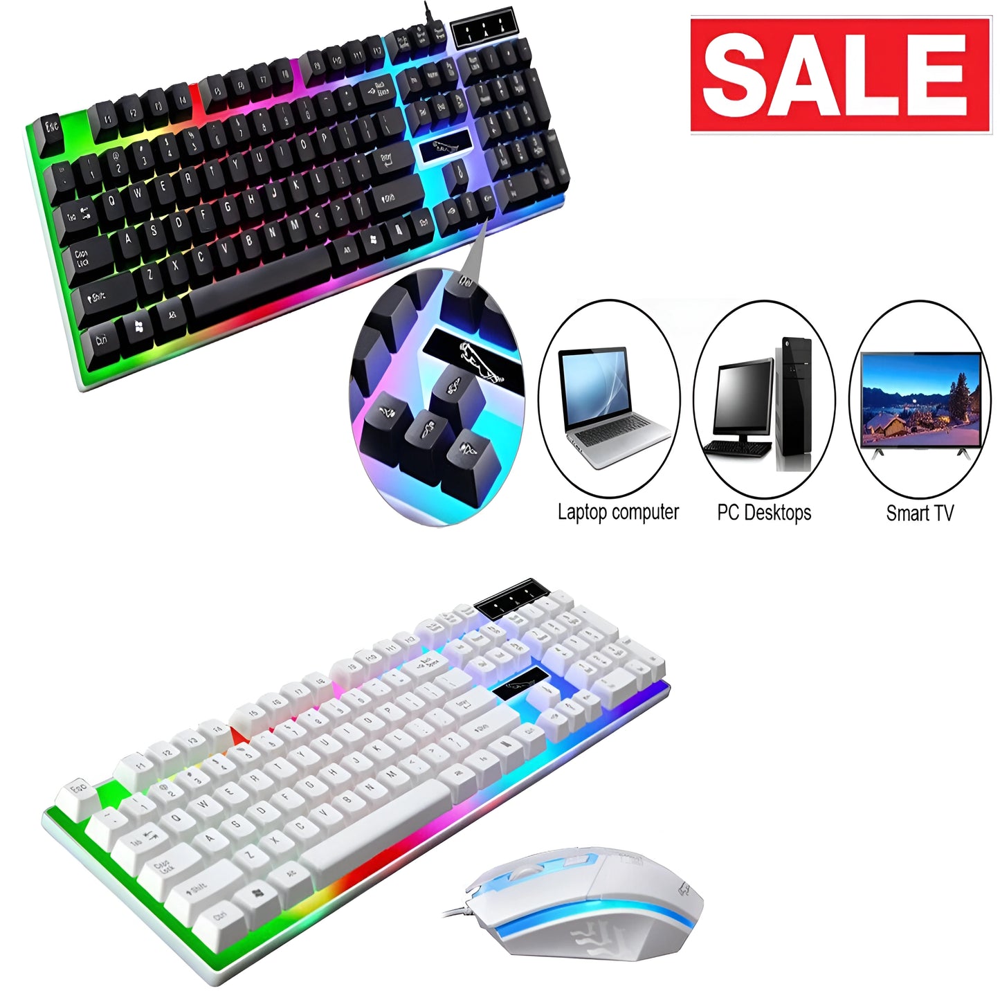 Gaming Keyboard and Mouse Set – USB Wired RGB LED Combo for PC, Laptop & Consoles