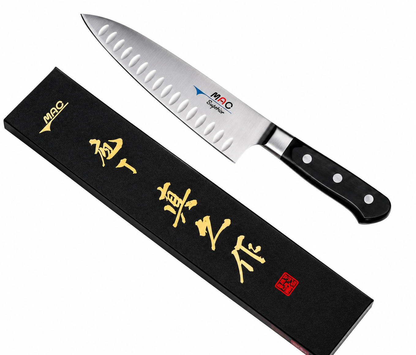MAC Professional Japanese Santoku Knife 6.5" Hollow Edge Stainless Steel Chef Kitchen Knife with Gift Box