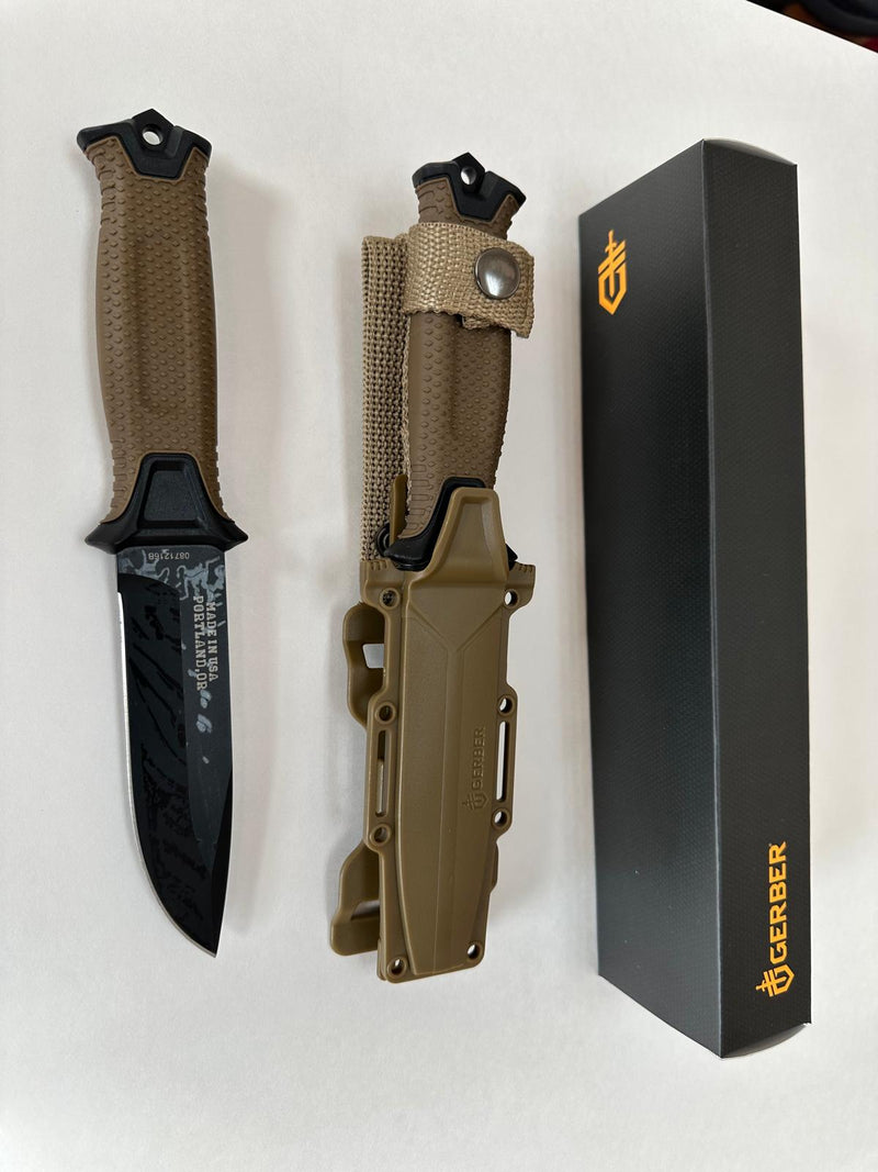 Gerber StrongArm Fixed Blade Knife Coyote Brown – 4.8-Inch Black Plain Edge