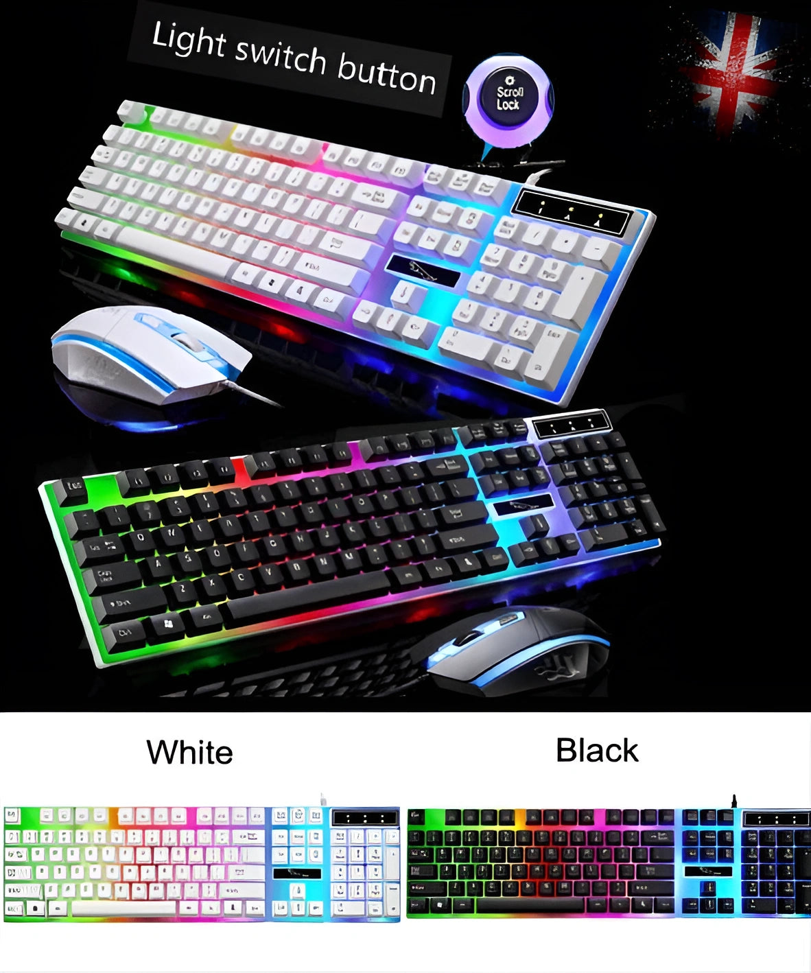 Gaming Keyboard and Mouse Set – USB Wired RGB LED Combo for PC, Laptop & Consoles