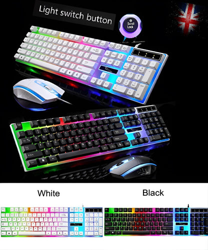 Gaming Keyboard and Mouse Set – USB Wired RGB LED Combo for PC, Laptop & Consoles