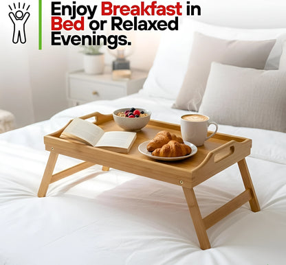 Bed Tray Table with Folding Legs & Handles – Breakfast Serving Tray