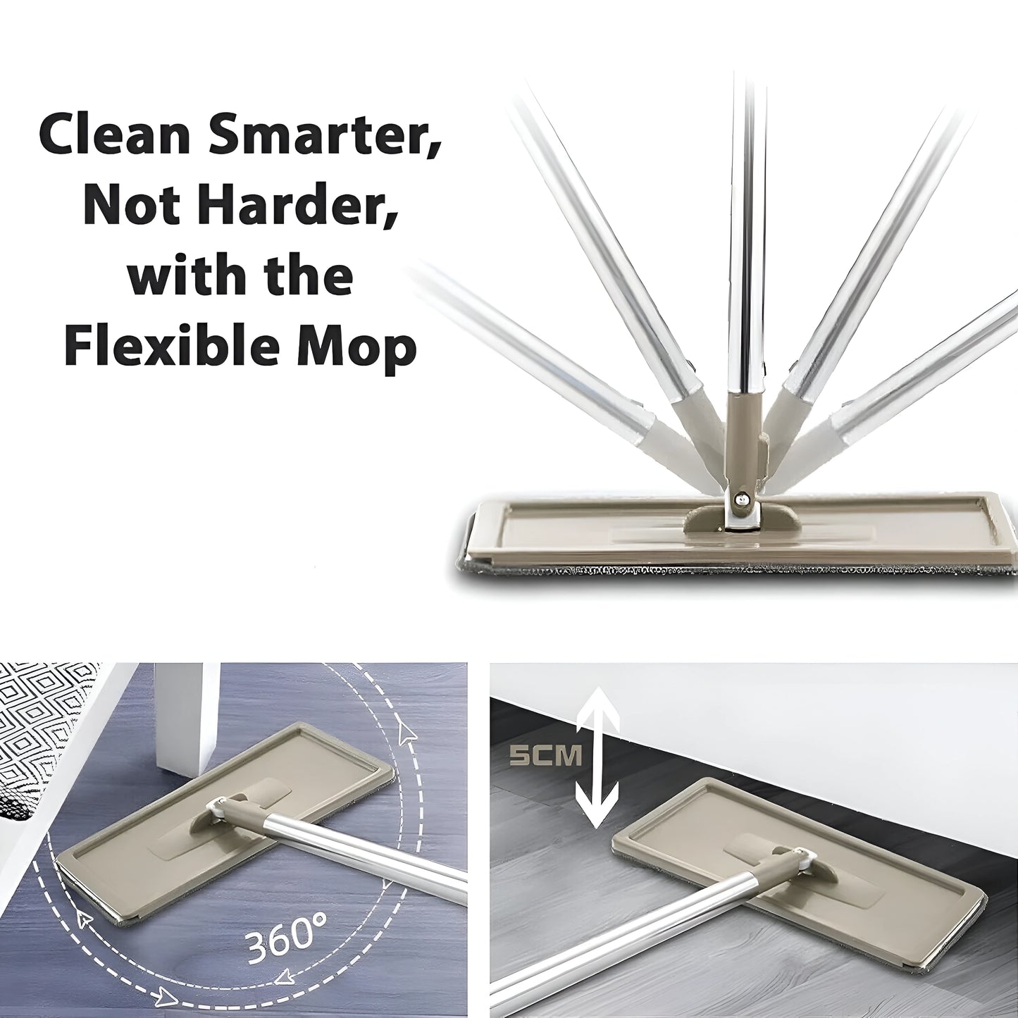 Flat Mop and Bucket Set – Wash & Dry 360° Floor Cleaning System with 2 Mop Pads