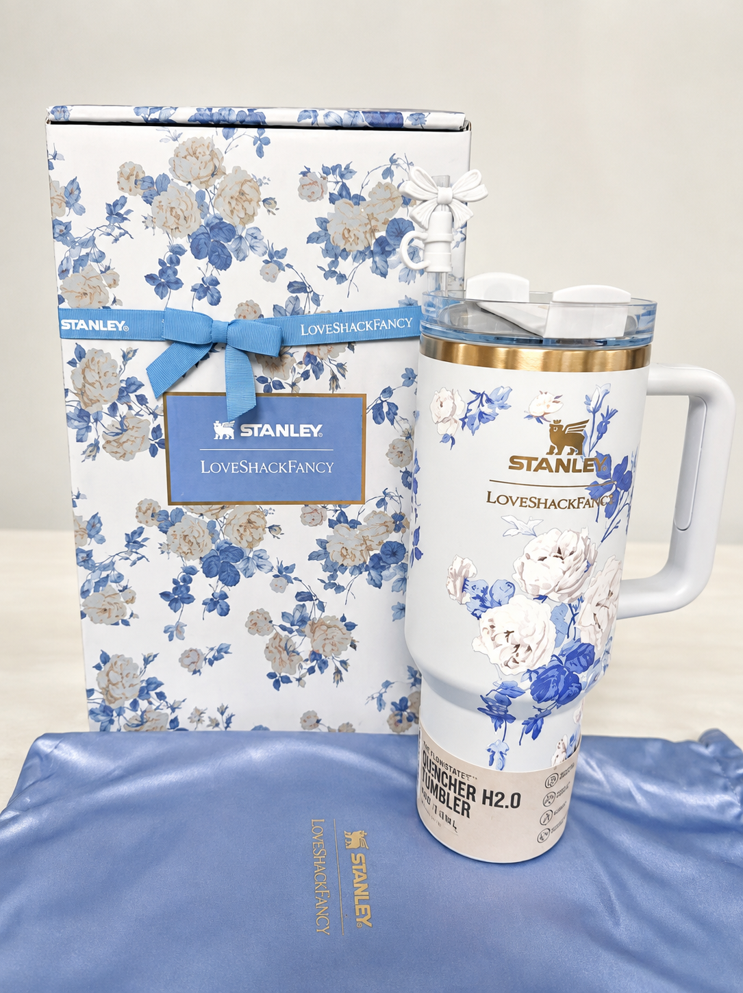 40oz Floral Stainless Steel Insulated Tumbler with Handle & Straw
