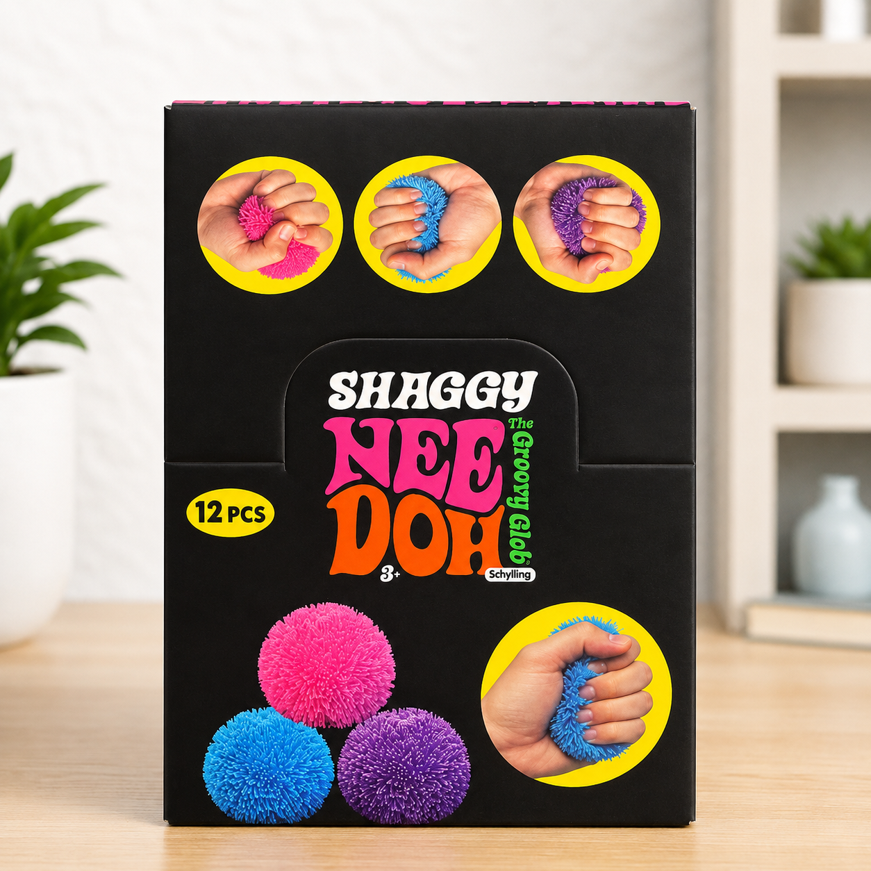Shaggy Nee Doh 12 PCS Display Box | Sensory Squishy Stress Ball Toy