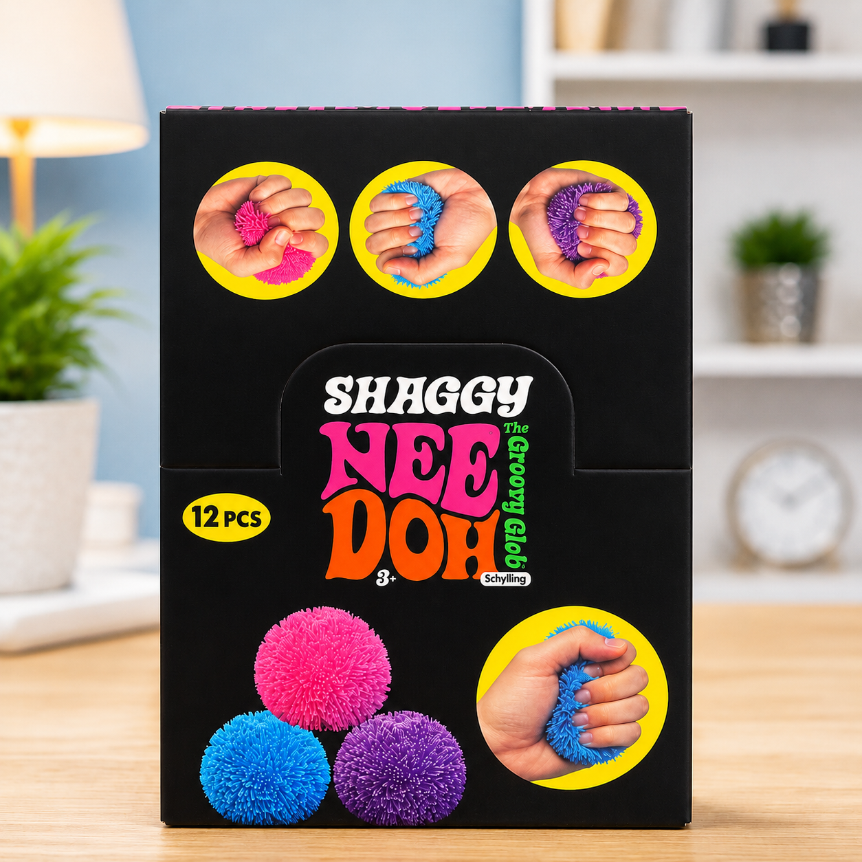 Shaggy Nee Doh 12 PCS Display Box | Sensory Squishy Stress Ball Toy