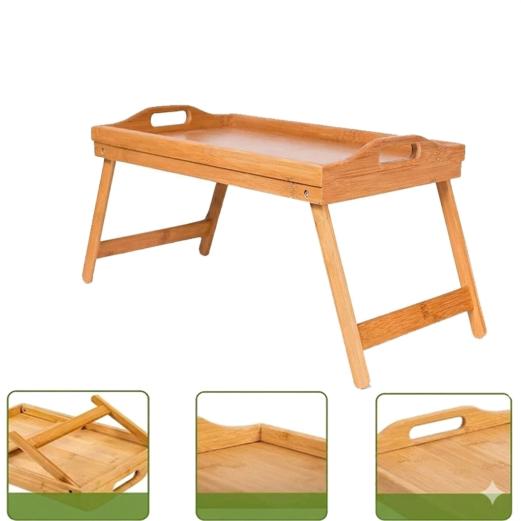 Bed Tray Table with Folding Legs & Handles – Breakfast Serving Tray