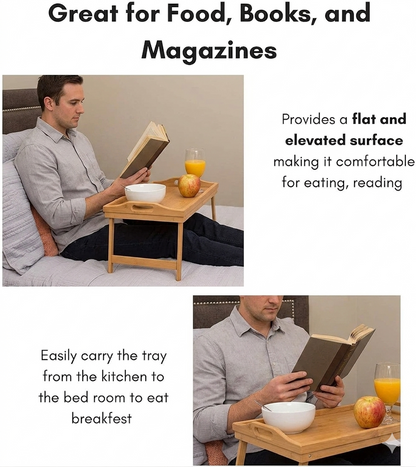 Bed Tray Table with Folding Legs & Handles – Breakfast Serving Tray