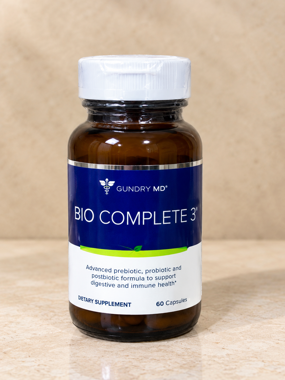 Gundry MD Bio Complete 3 Gut Health Supplement Prebiotic Probiotic Postbiotic 60 Capsules