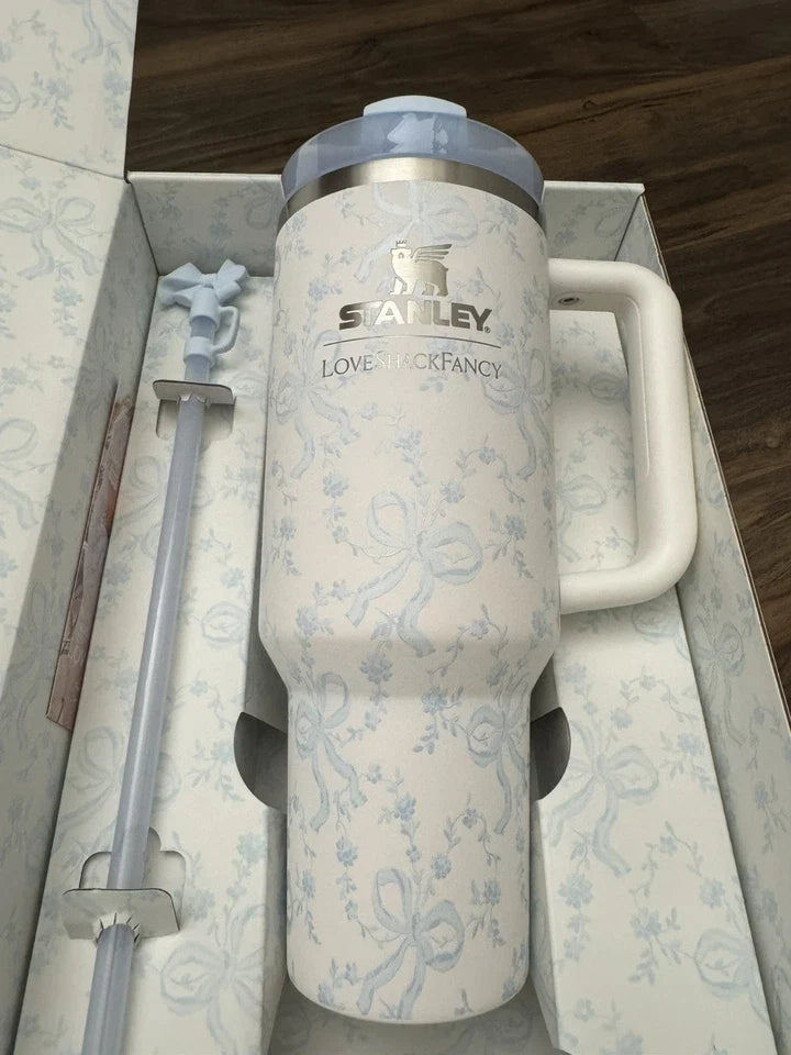 Stanley 1913 x LoveShackFancy Coquette Bow Winter Ice 40oz Quencher Tumbler – In Hand
