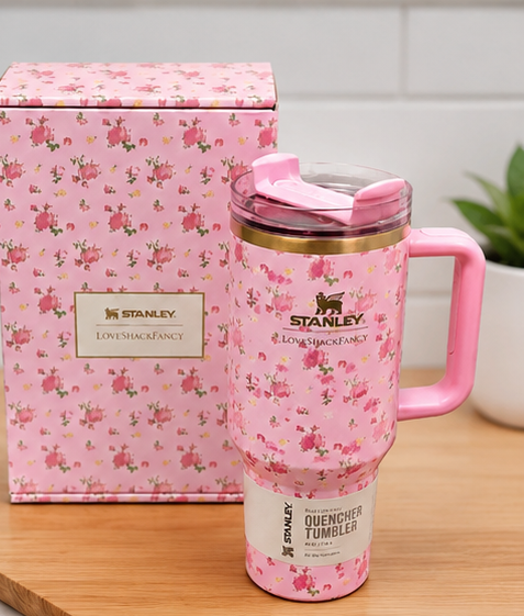 Stanley x LoveShackFancy 40oz Pink Floral FlowState Quencher Tumbler